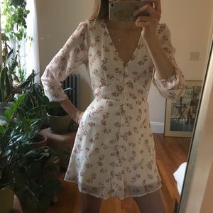 Abercrombie Button-Up Mini Dress White Tie Back